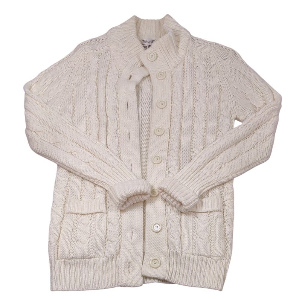 Vintage Sears Cable Knit Cardigan, Size Small, Cream Color